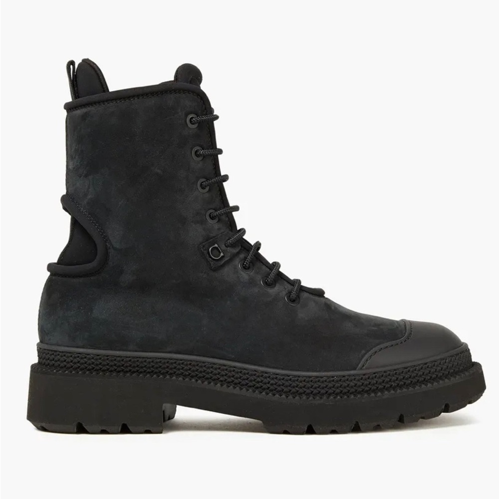 Salvatore Ferragamo Black Nubuck Combat Boot